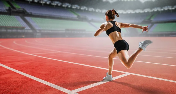 depositphotos 243579878 stock photo sportswoman running race mixed media