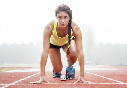 woman on running track