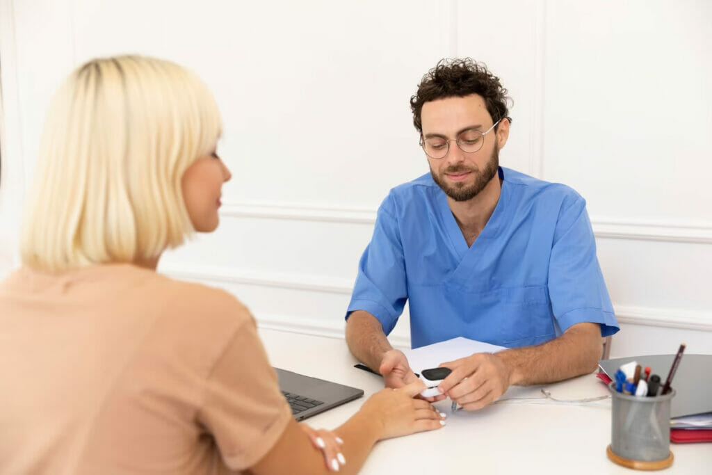 doctor talking with patient