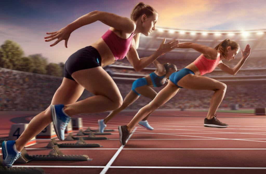 women running on a track