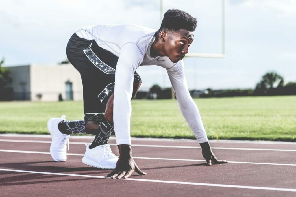 man on running track