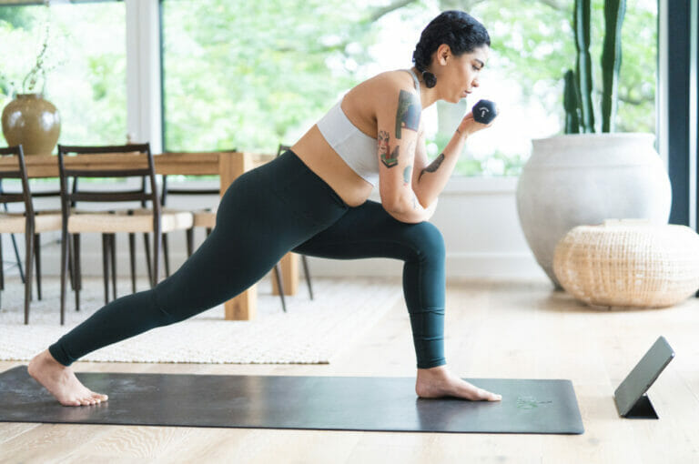 woman working out at home