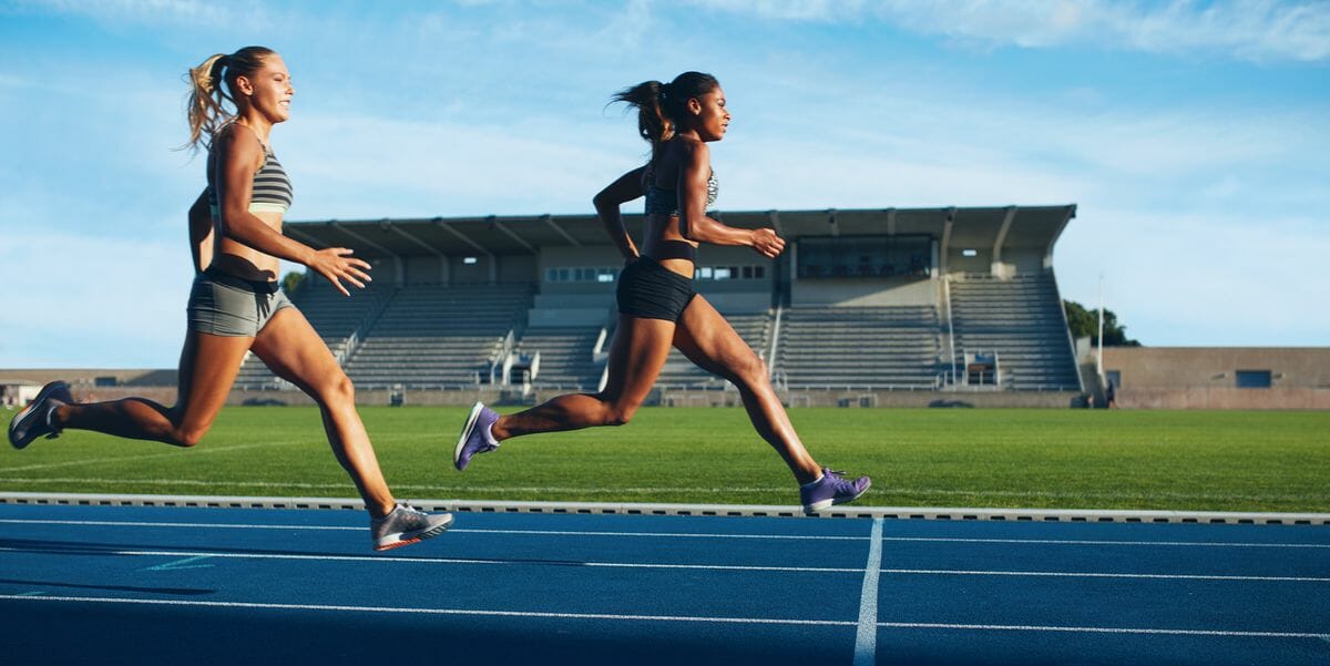 women running on a track