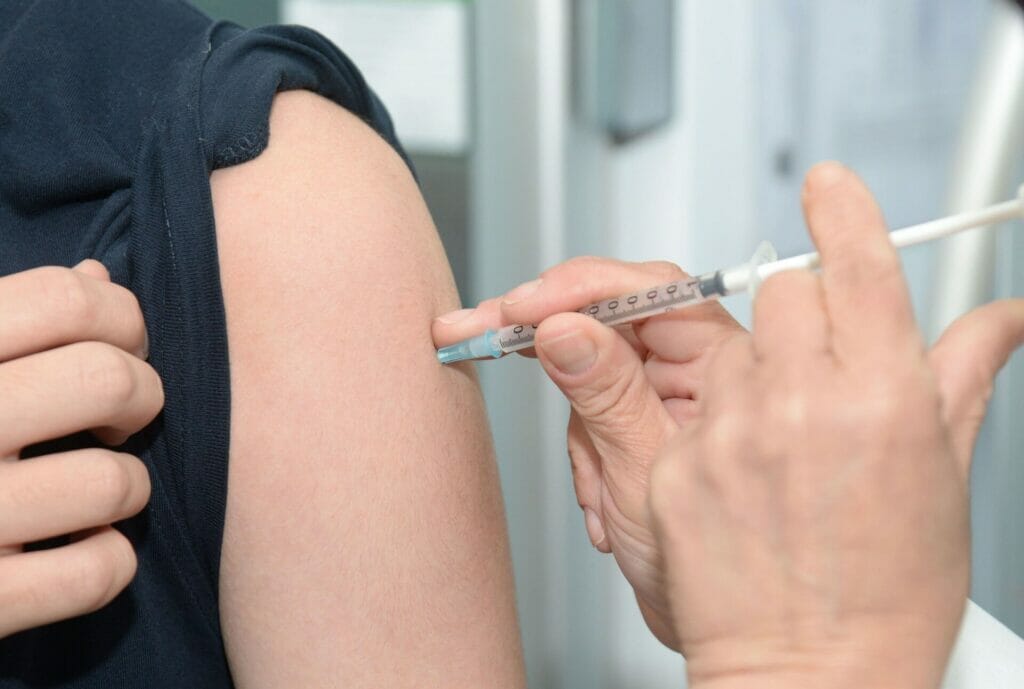 woman receiving an injection