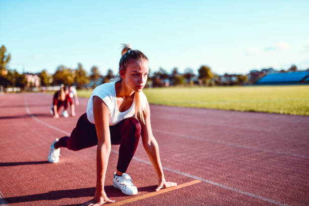 woman on running track