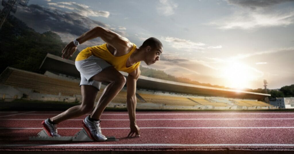 man on running track